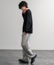 オーバーサイズ5Gウール混天竺ショート丈クルーネックニットセーター 15192