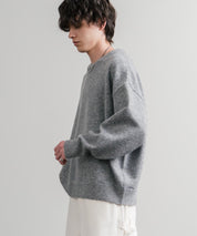 オーバーサイズ5Gウール混天竺ショート丈クルーネックニットセーター 15192