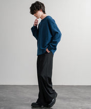 オーバーサイズ5Gウール混天竺ショート丈クルーネックニットセーター 15192