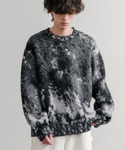 オーバーサイズ5Gジャガード編みアブストラクト柄クルーネックニットセーター 15193