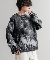 オーバーサイズ5Gジャガード編みアブストラクト柄クルーネックニットセーター 15193