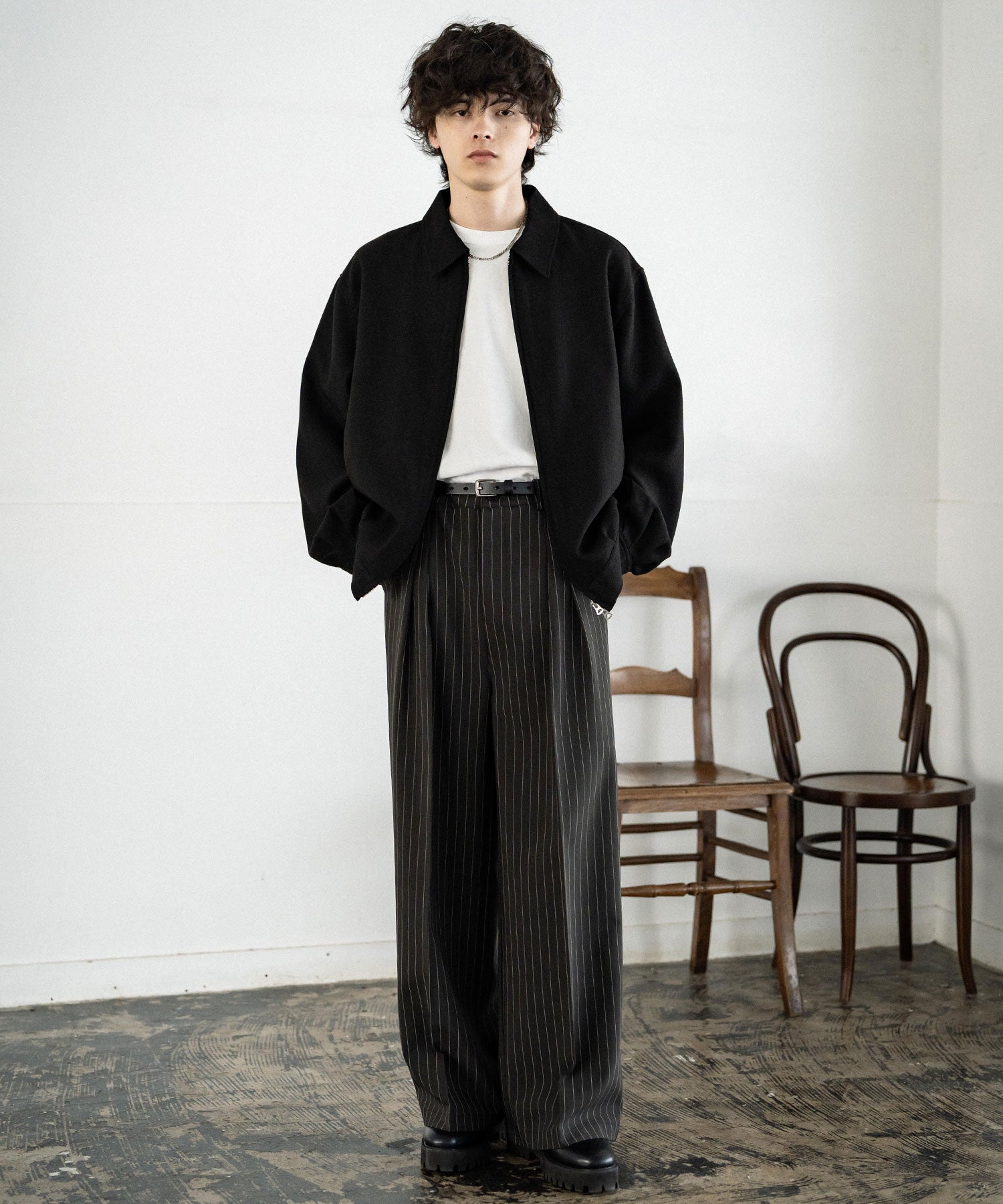 セミワイド2タックストレートスラックス 15248