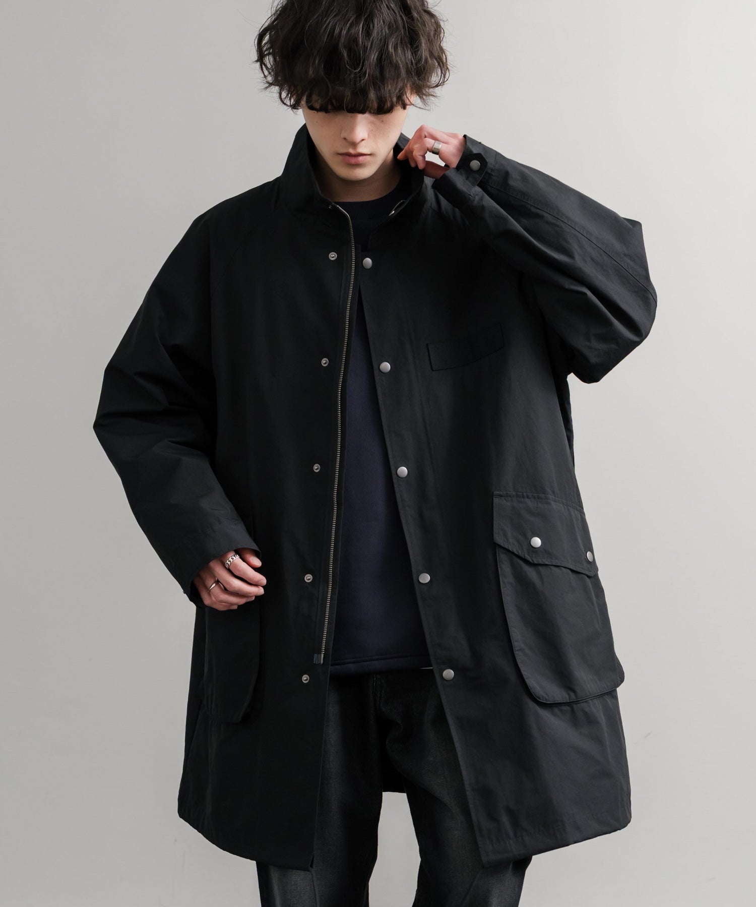 Audience オーディエンス 綿ナイロン高密度ポプリン M-90ロング丈スタンドネックモッズコート AUD7355 15252