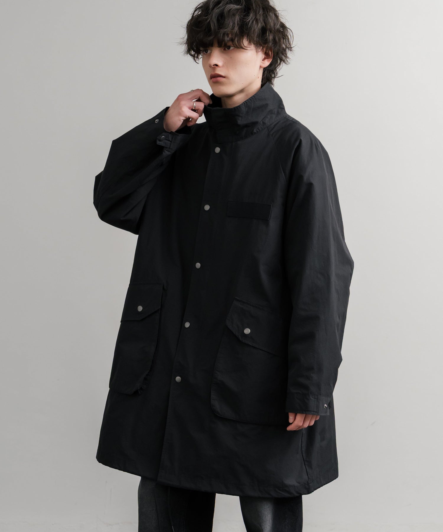 Audience オーディエンス 綿ナイロン高密度ポプリン M-90ロング丈スタンドネックモッズコート AUD7355 15252