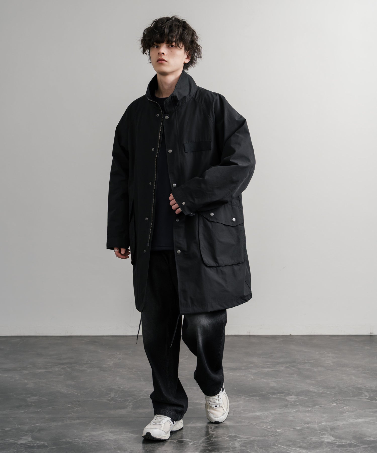 Audience オーディエンス 綿ナイロン高密度ポプリン M-90ロング丈スタンドネックモッズコート AUD7355 15252