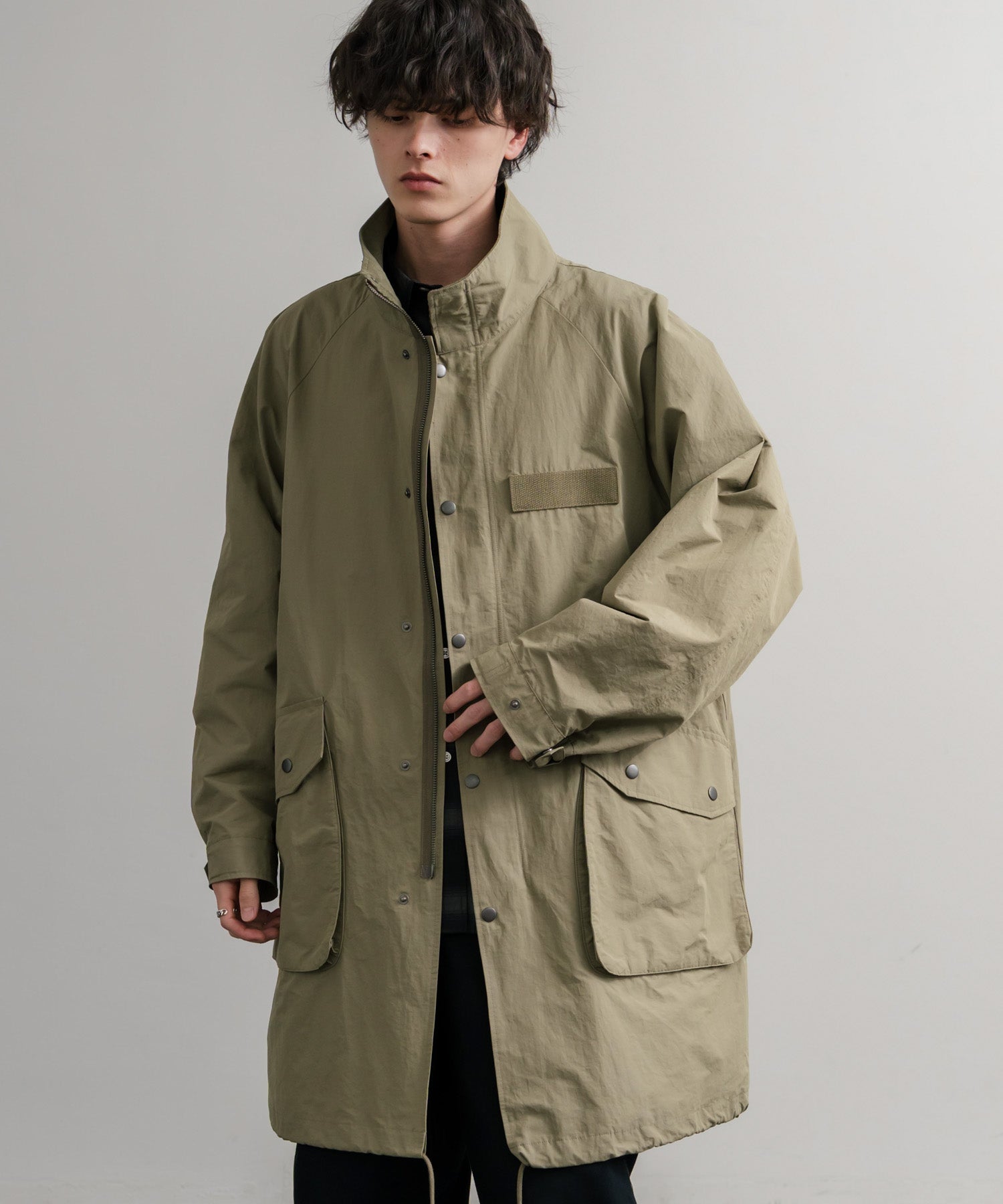 Audience オーディエンス 綿ナイロン高密度ポプリン M-90ロング丈スタンドネックモッズコート AUD7355 15252