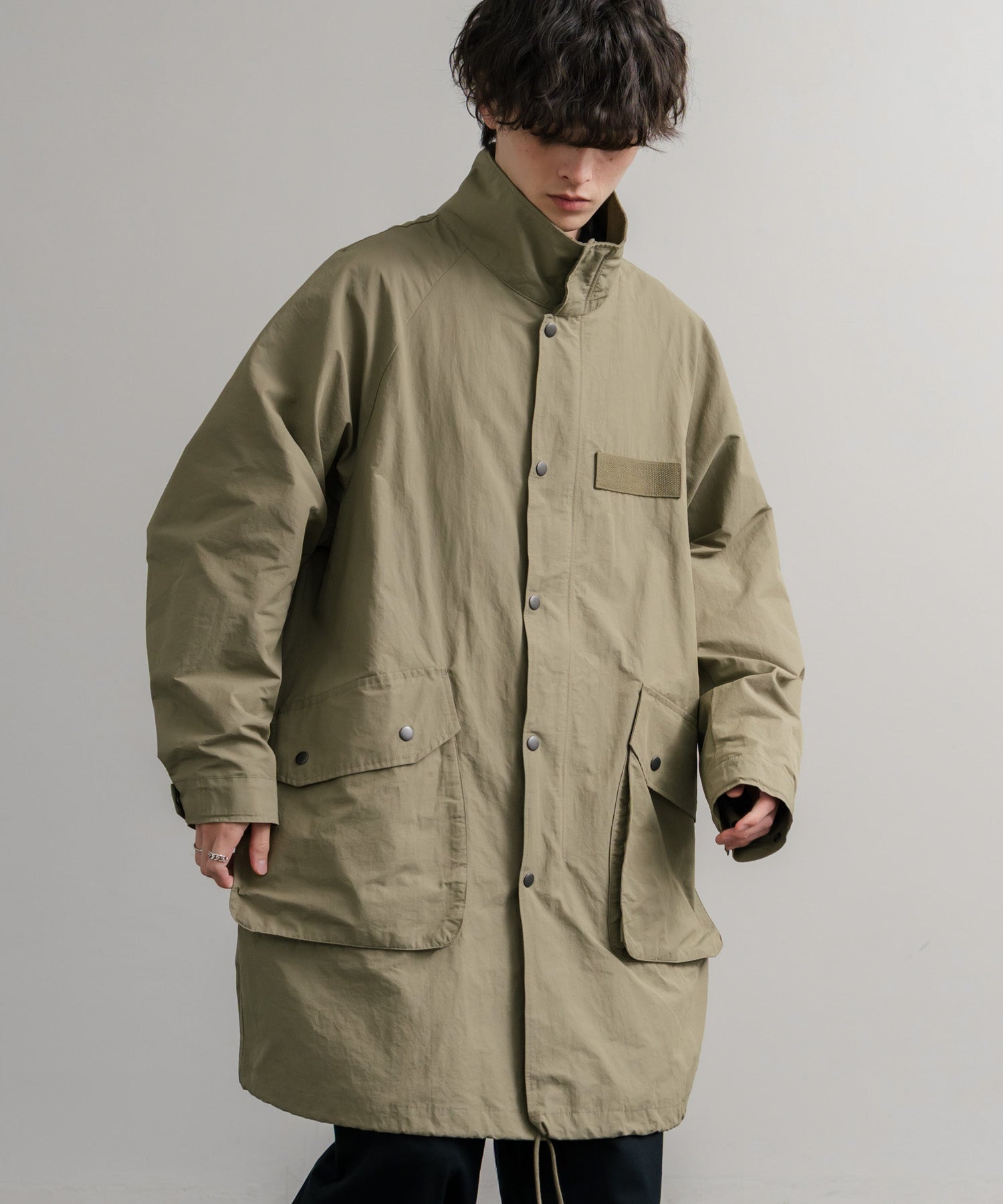 Audience オーディエンス 綿ナイロン高密度ポプリン M-90ロング丈スタンドネックモッズコート AUD7355 15252