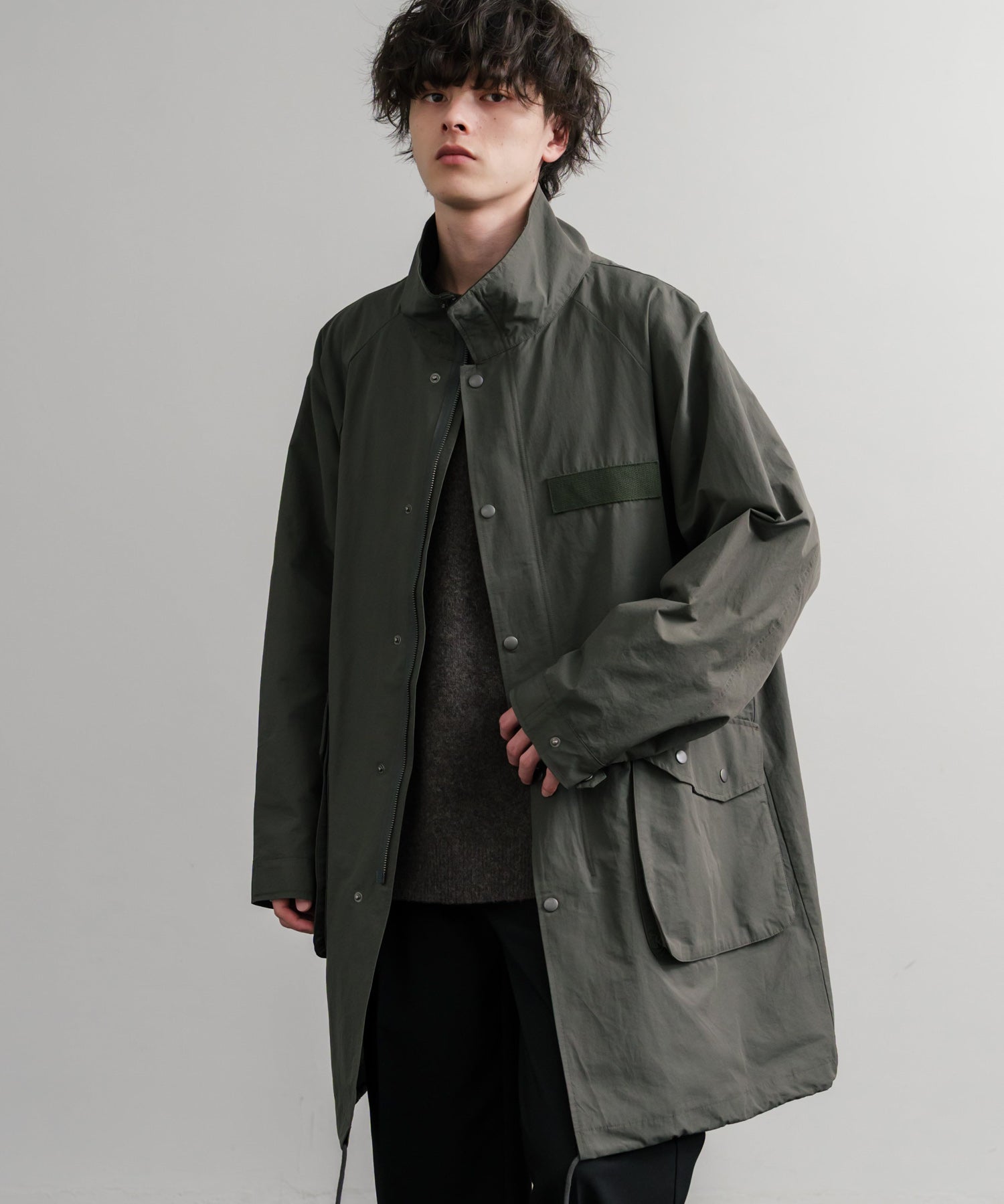 Audience オーディエンス 綿ナイロン高密度ポプリン M-90ロング丈スタンドネックモッズコート AUD7355 15252