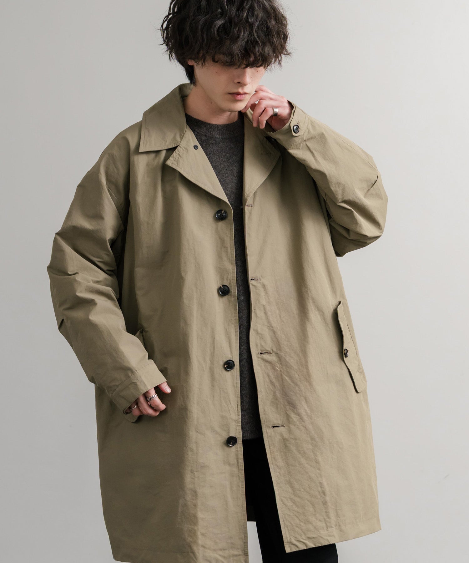 Audience オーディエンス 綿ナイロン高密度ポプリン M-51ロング丈モッズステンカラーコート AUD7356 15253