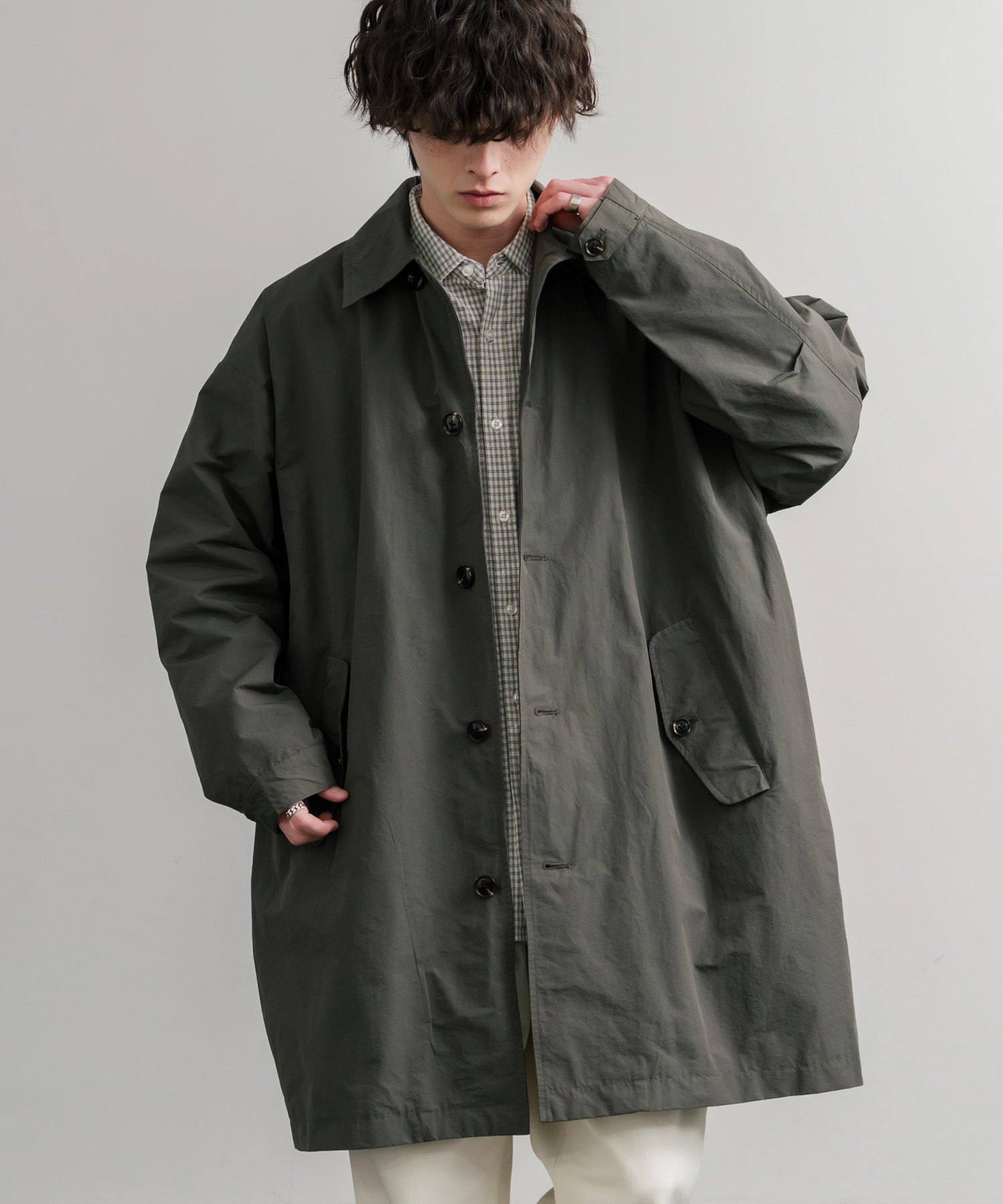 Audience オーディエンス 綿ナイロン高密度ポプリン M-51ロング丈モッズステンカラーコート AUD7356 15253