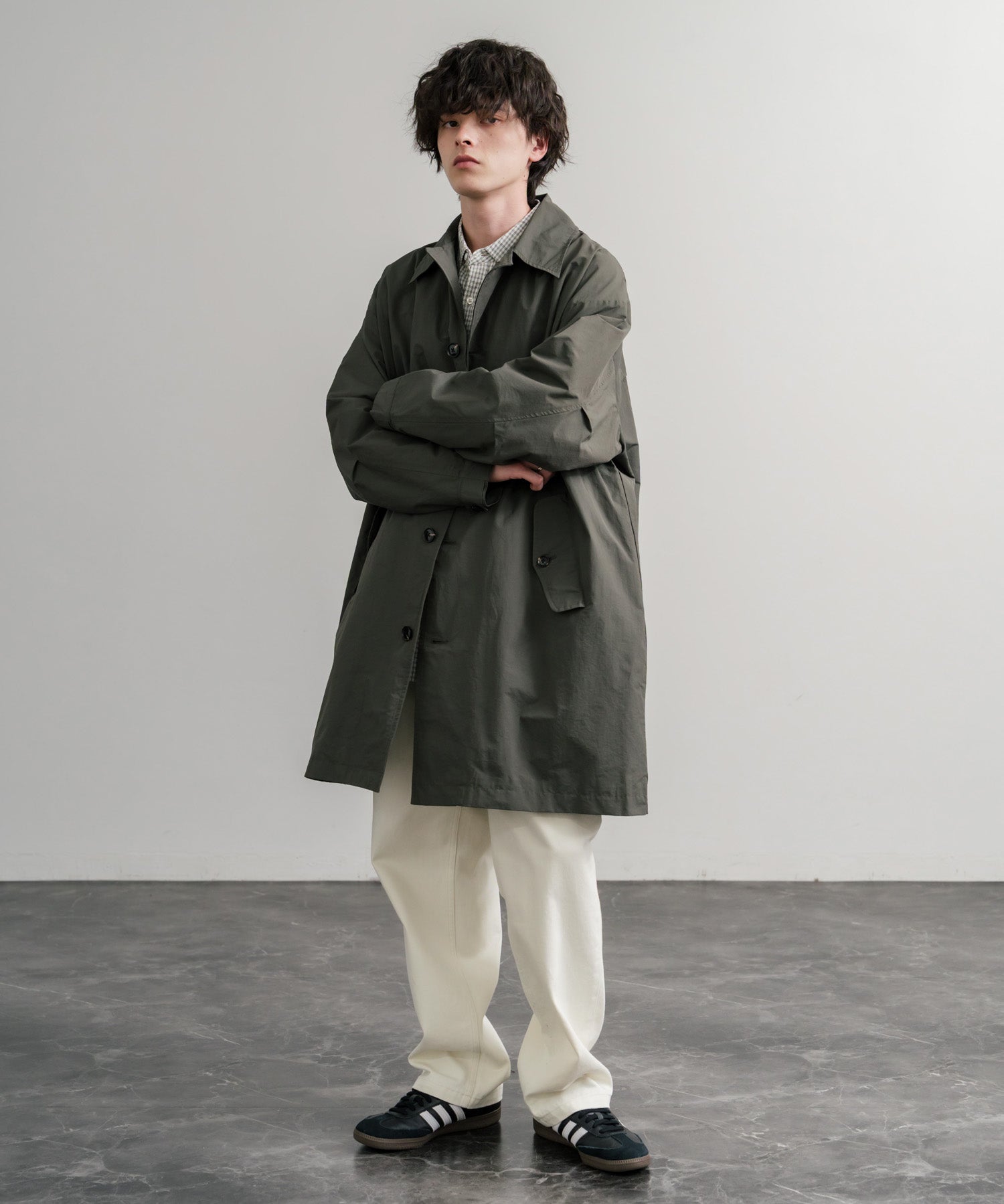 Audience オーディエンス 綿ナイロン高密度ポプリン M-51ロング丈モッズステンカラーコート AUD7356 15253