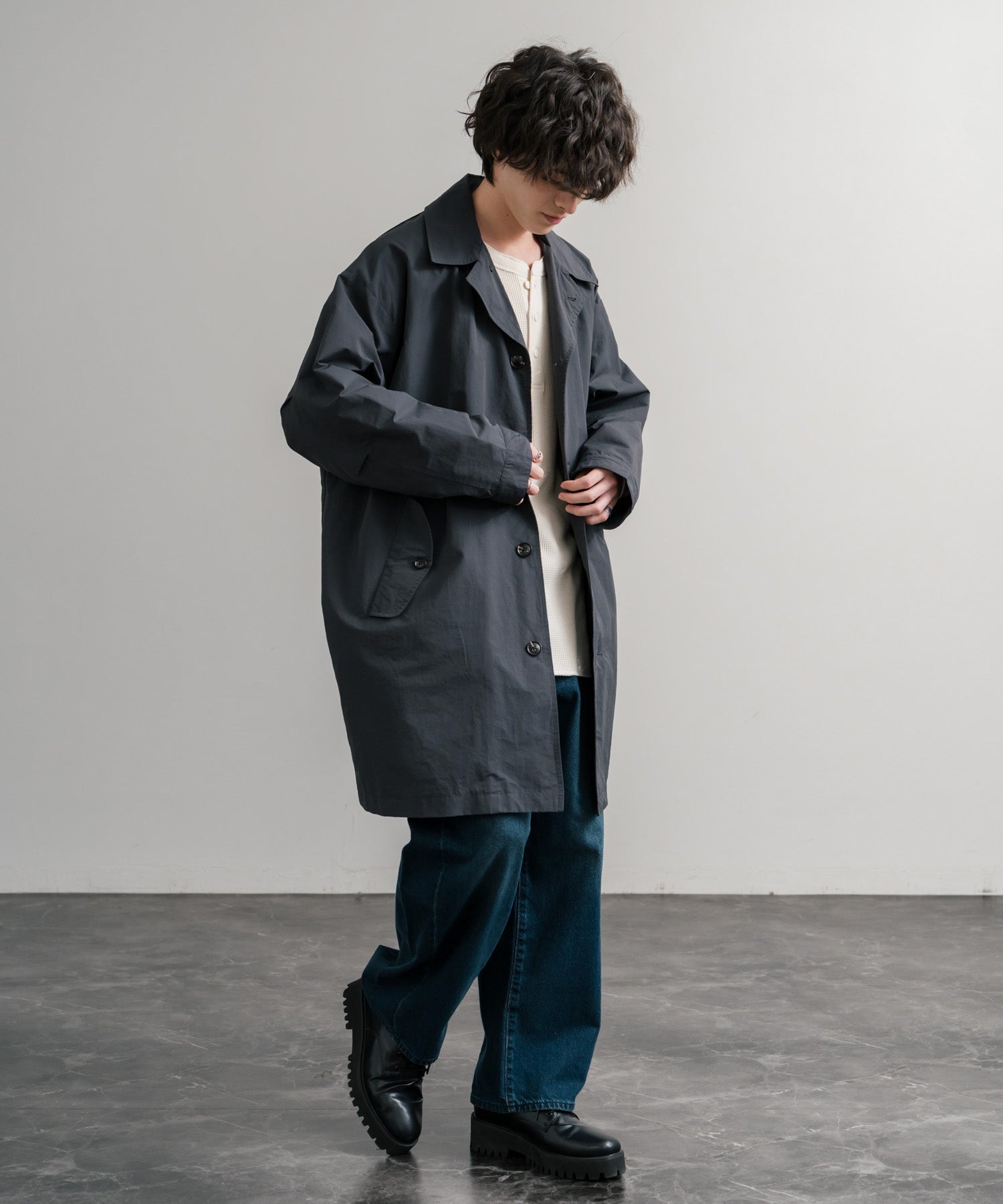 Audience オーディエンス 綿ナイロン高密度ポプリン M-51ロング丈モッズステンカラーコート AUD7356 15253