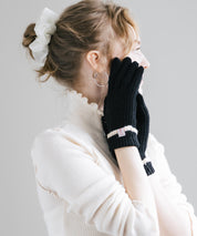 【スマホ/タッチパネル対応】ホールタッチリブニットライングローブ手袋 15255