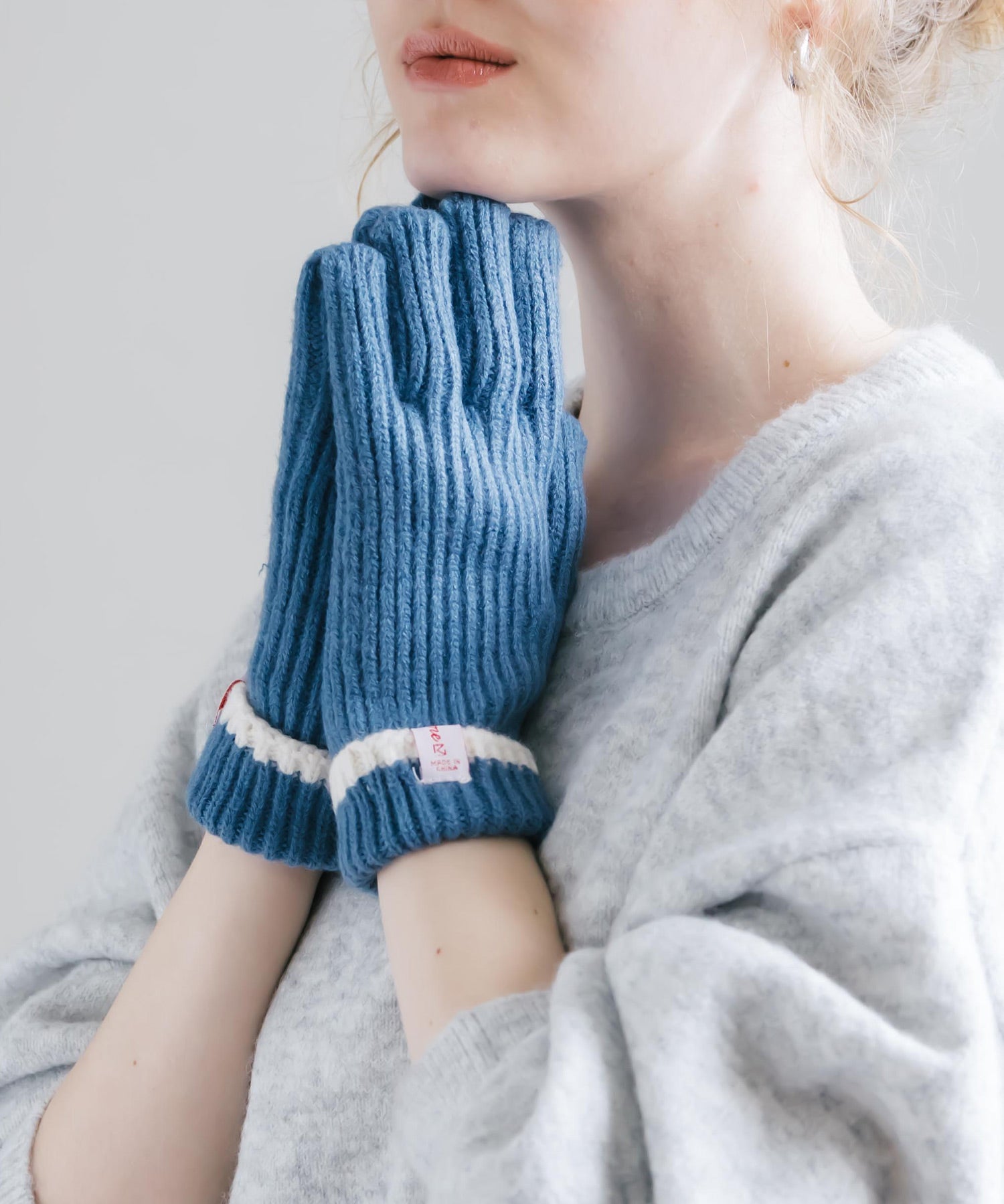 【スマホ/タッチパネル対応】ホールタッチリブニットライングローブ手袋 15255