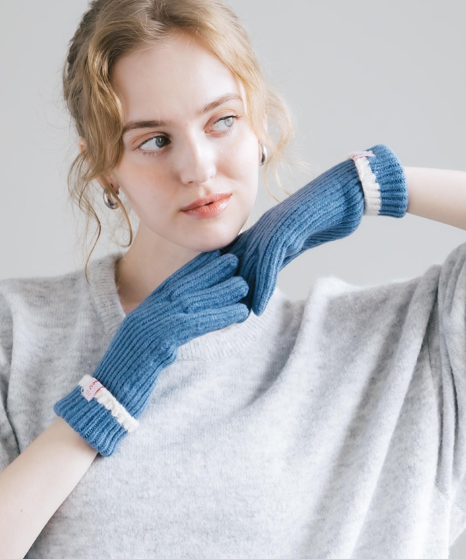 【スマホ/タッチパネル対応】ホールタッチリブニットライングローブ手袋 15255