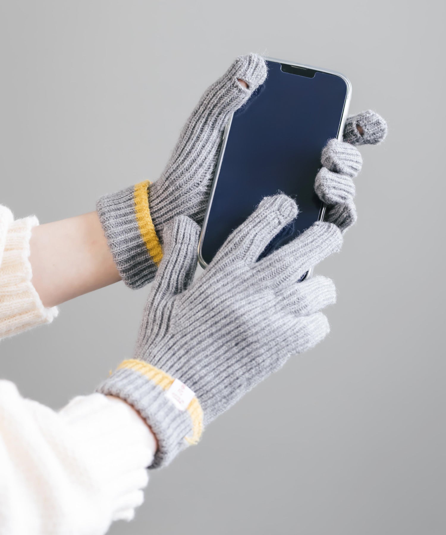 【スマホ/タッチパネル対応】ホールタッチリブニットライングローブ手袋 15255