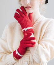 【スマホ/タッチパネル対応】ホールタッチリブニットライングローブ手袋 15255