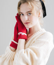 【スマホ/タッチパネル対応】ホールタッチリブニットライングローブ手袋 15255