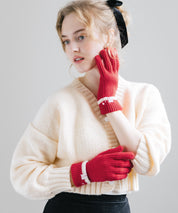 【スマホ/タッチパネル対応】ホールタッチリブニットライングローブ手袋 15255