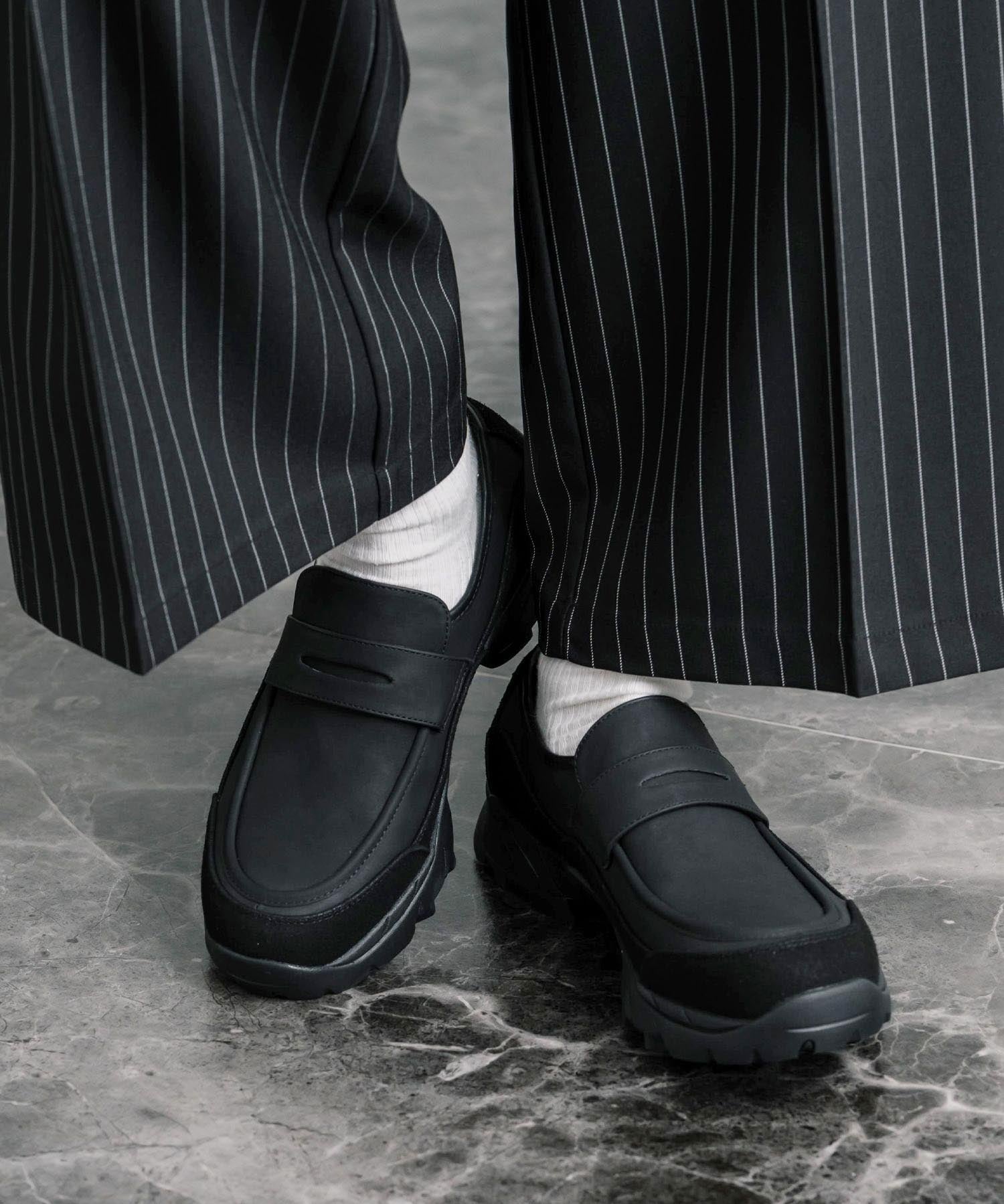 フェイクレザー/スエード厚底スニーカーローファー 15290