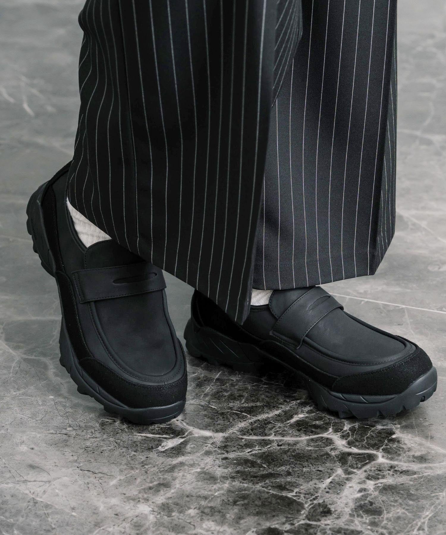 フェイクレザー/スエード厚底スニーカーローファー 15290