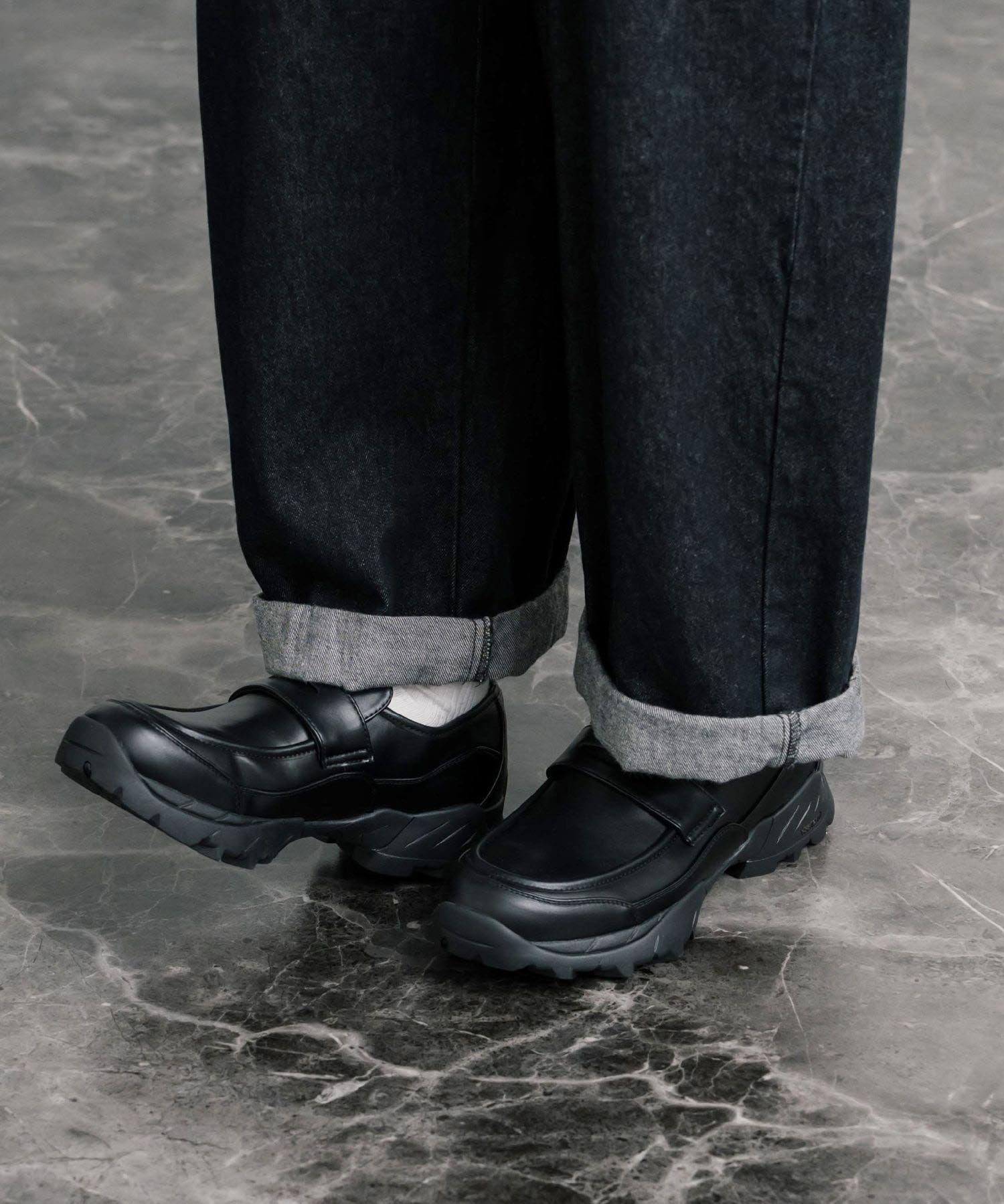 フェイクレザー/スエード厚底スニーカーローファー 15290