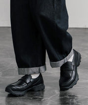 フェイクレザー/スエード厚底スニーカーローファー 15290