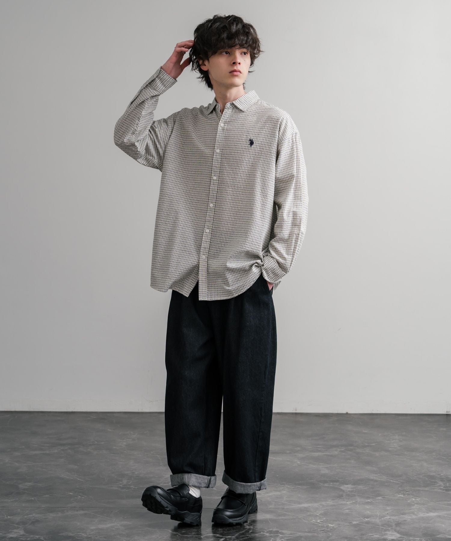 フェイクレザー/スエード厚底スニーカーローファー 15290