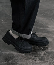 フェイクレザー厚底モカシンボートシューズ/デッキシューズ 15291