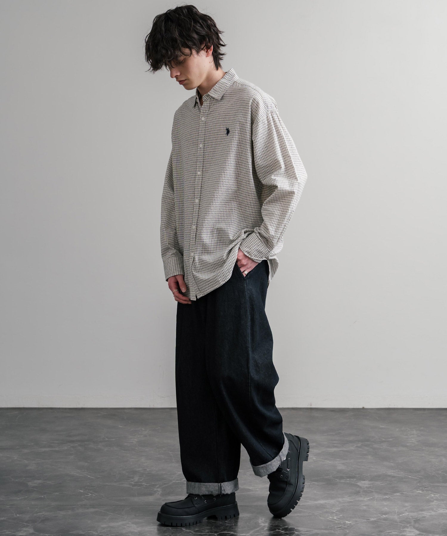 フェイクレザー厚底モカシンボートシューズ/デッキシューズ 15291