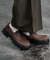 フェイクレザー厚底モカシンボートシューズ/デッキシューズ 15291