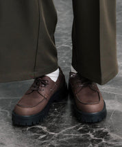 フェイクレザー厚底モカシンボートシューズ/デッキシューズ 15291