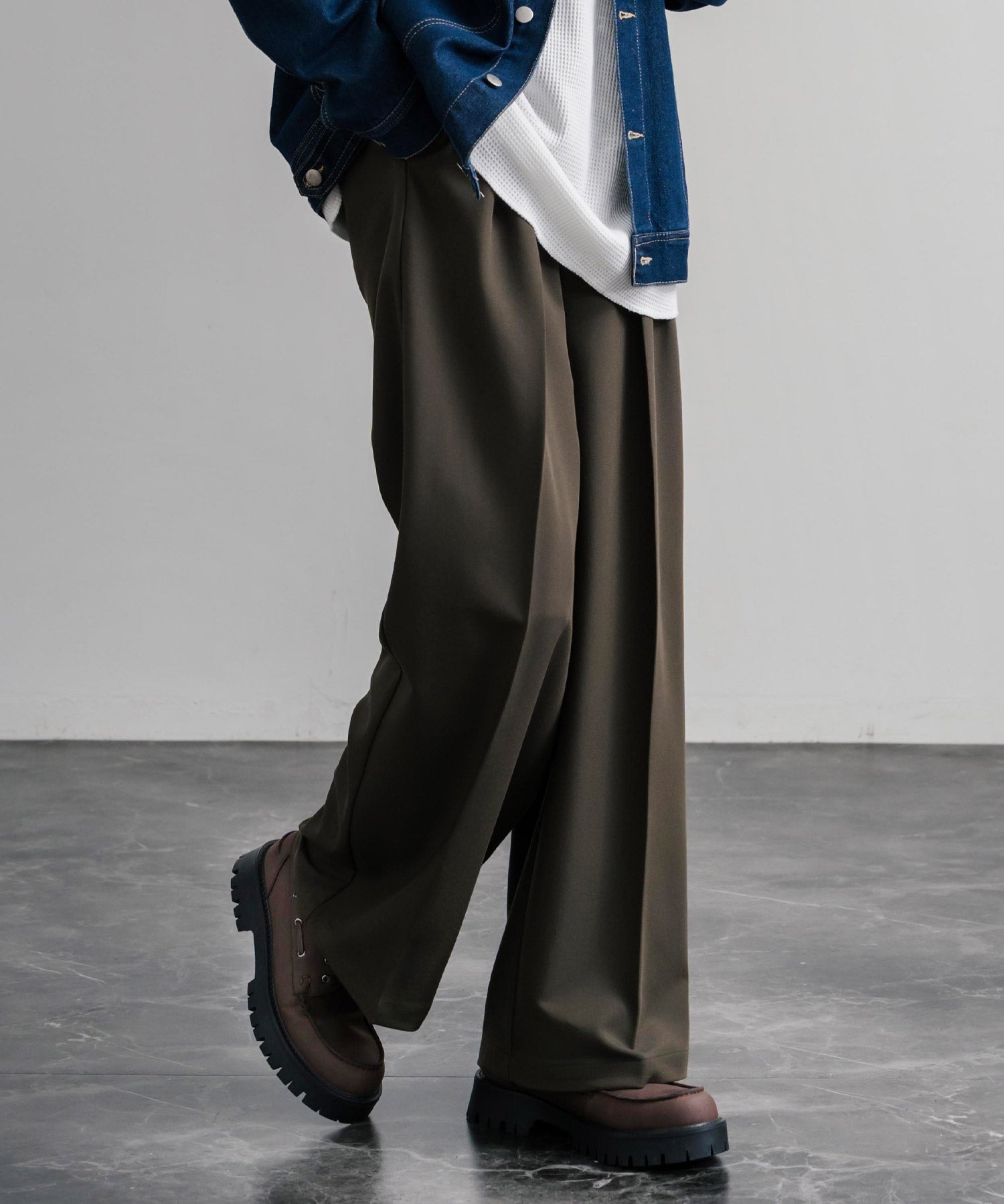 フェイクレザー厚底モカシンボートシューズ/デッキシューズ 15291