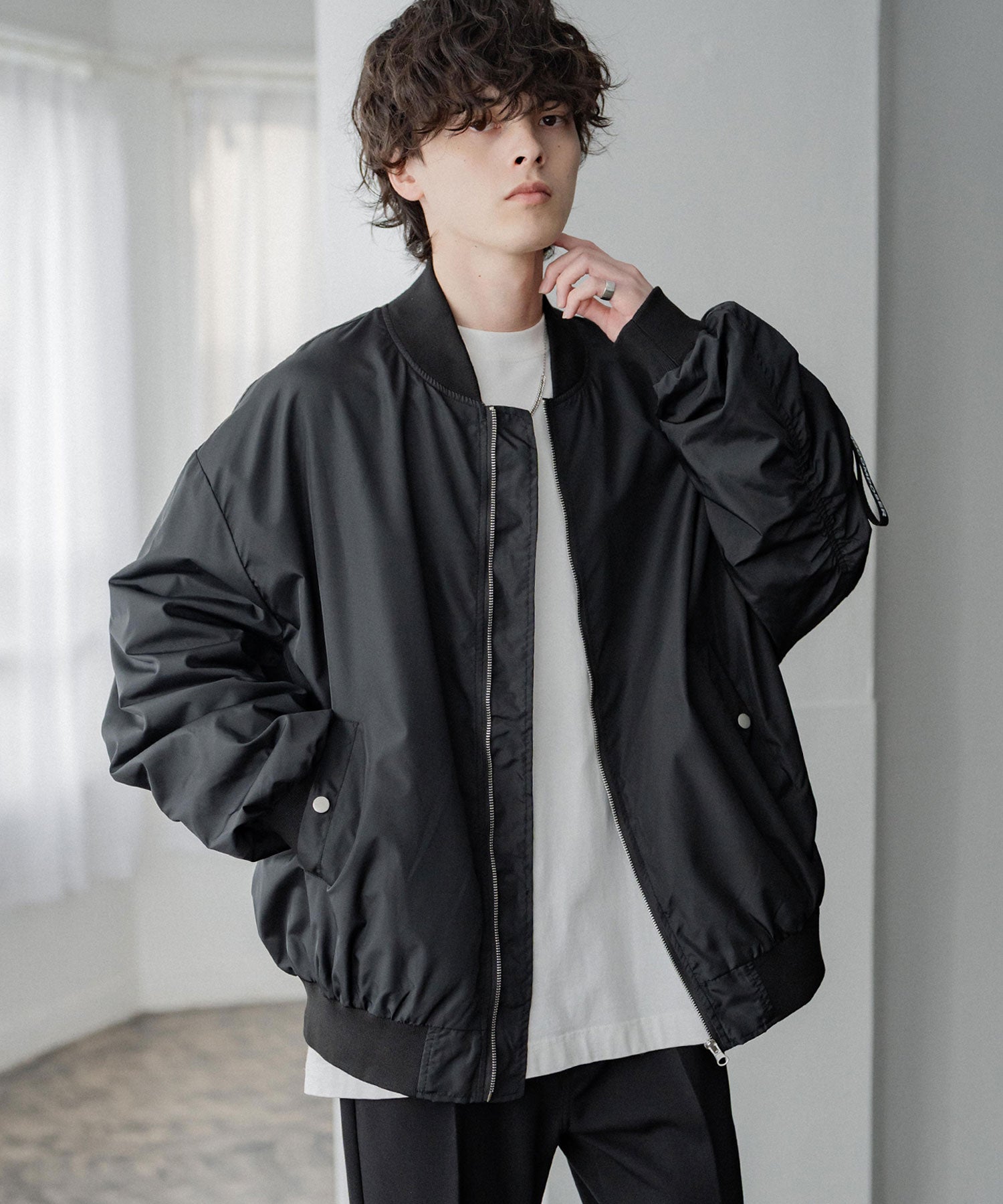 新色追加 ポリDEWSPO オーバーサイズMA-1フライトジャケット/撥水加工ミリタリーブルゾン 15293