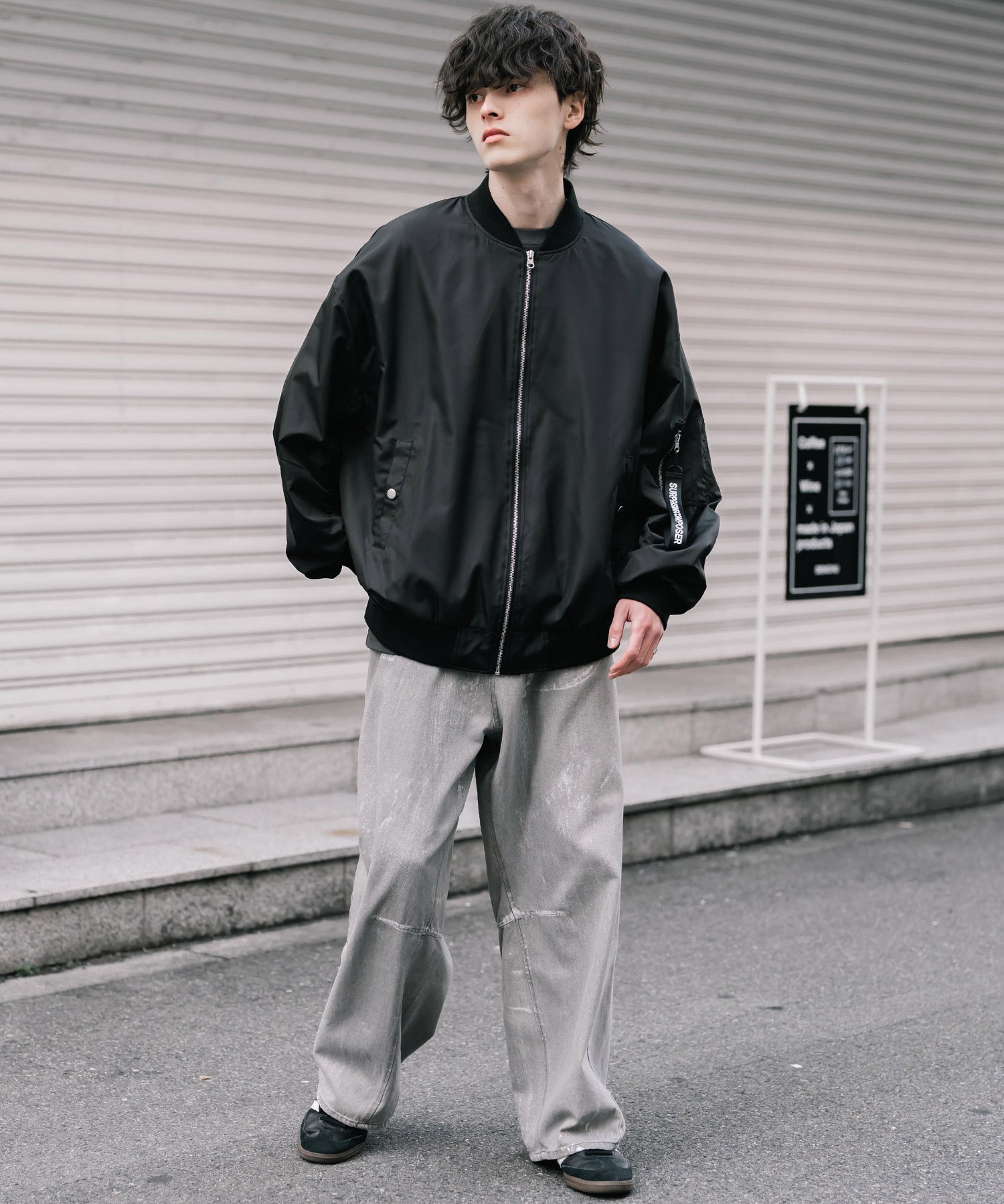 新色追加 ポリDEWSPO オーバーサイズMA-1フライトジャケット/撥水加工ミリタリーブルゾン 15293