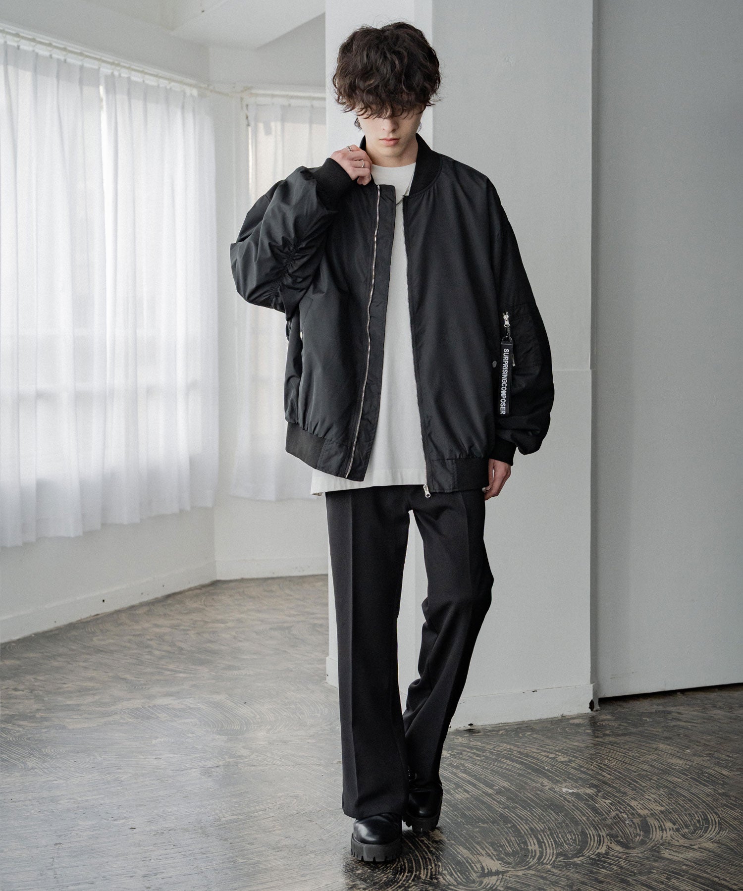 新色追加 ポリDEWSPO オーバーサイズMA-1フライトジャケット/撥水加工ミリタリーブルゾン 15293