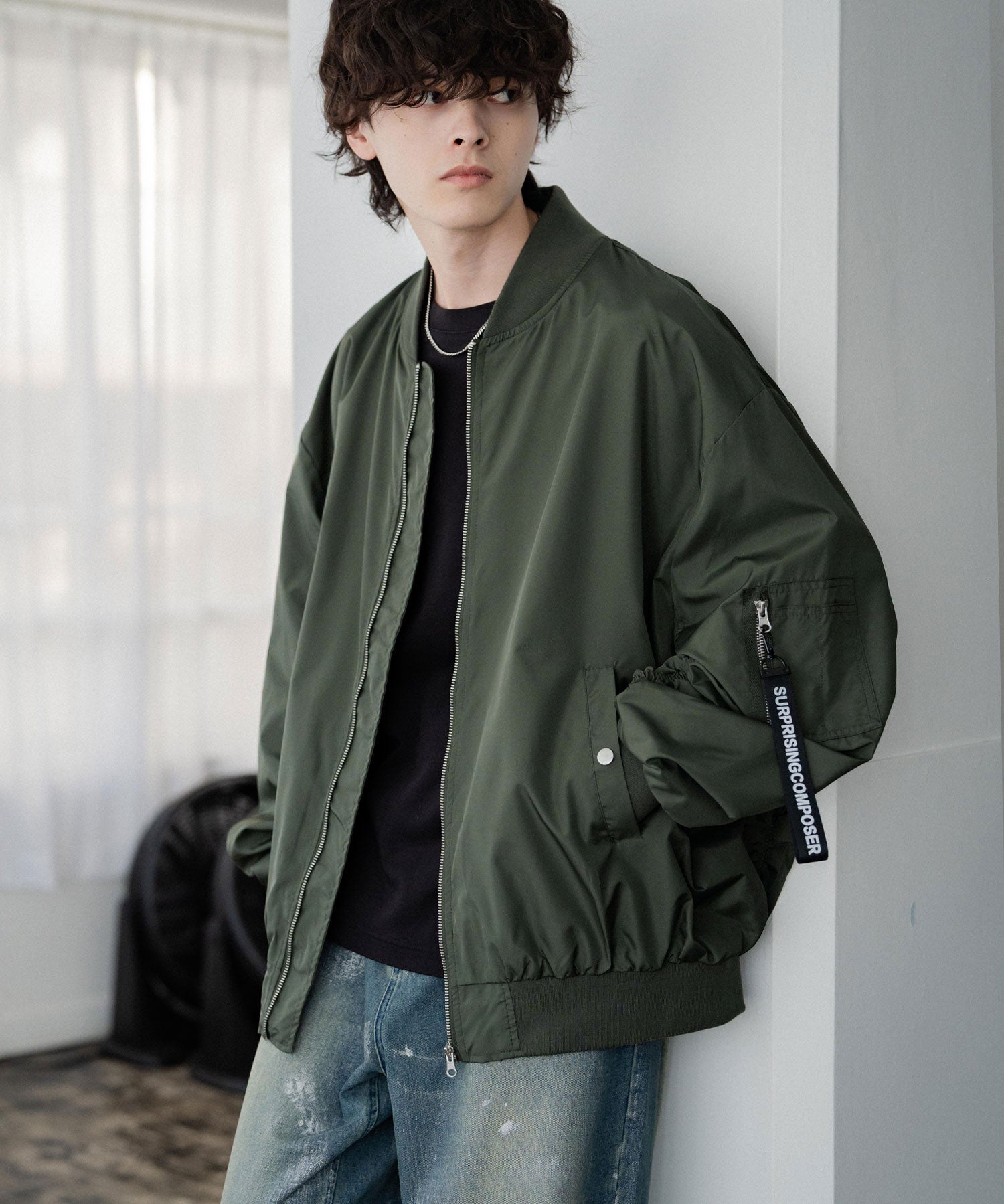 新色追加 ポリDEWSPO オーバーサイズMA-1フライトジャケット/撥水加工ミリタリーブルゾン 15293