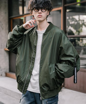 新色追加 ポリDEWSPO オーバーサイズMA-1フライトジャケット/撥水加工ミリタリーブルゾン 15293