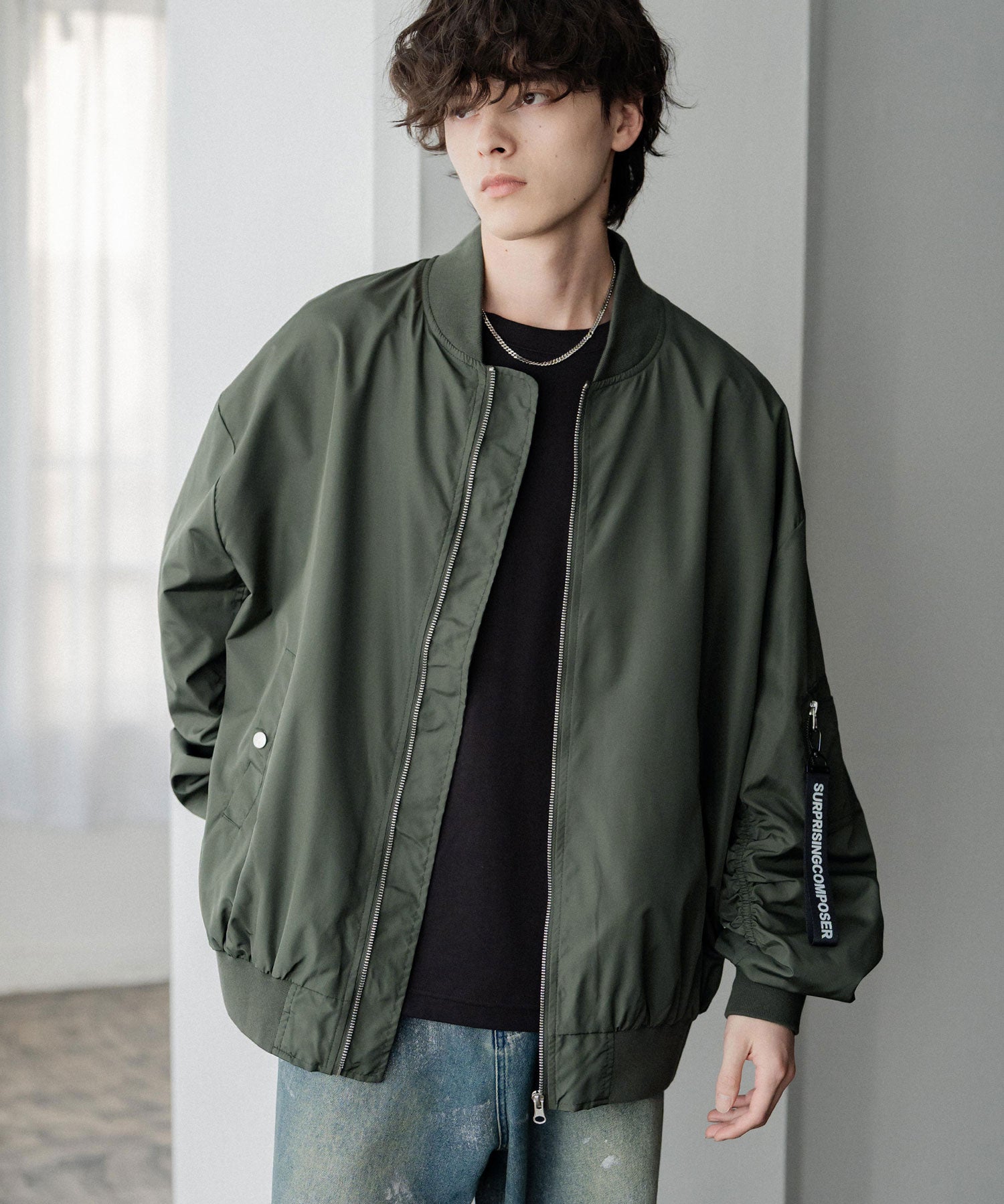 新色追加 ポリDEWSPO オーバーサイズMA-1フライトジャケット/撥水加工ミリタリーブルゾン 15293