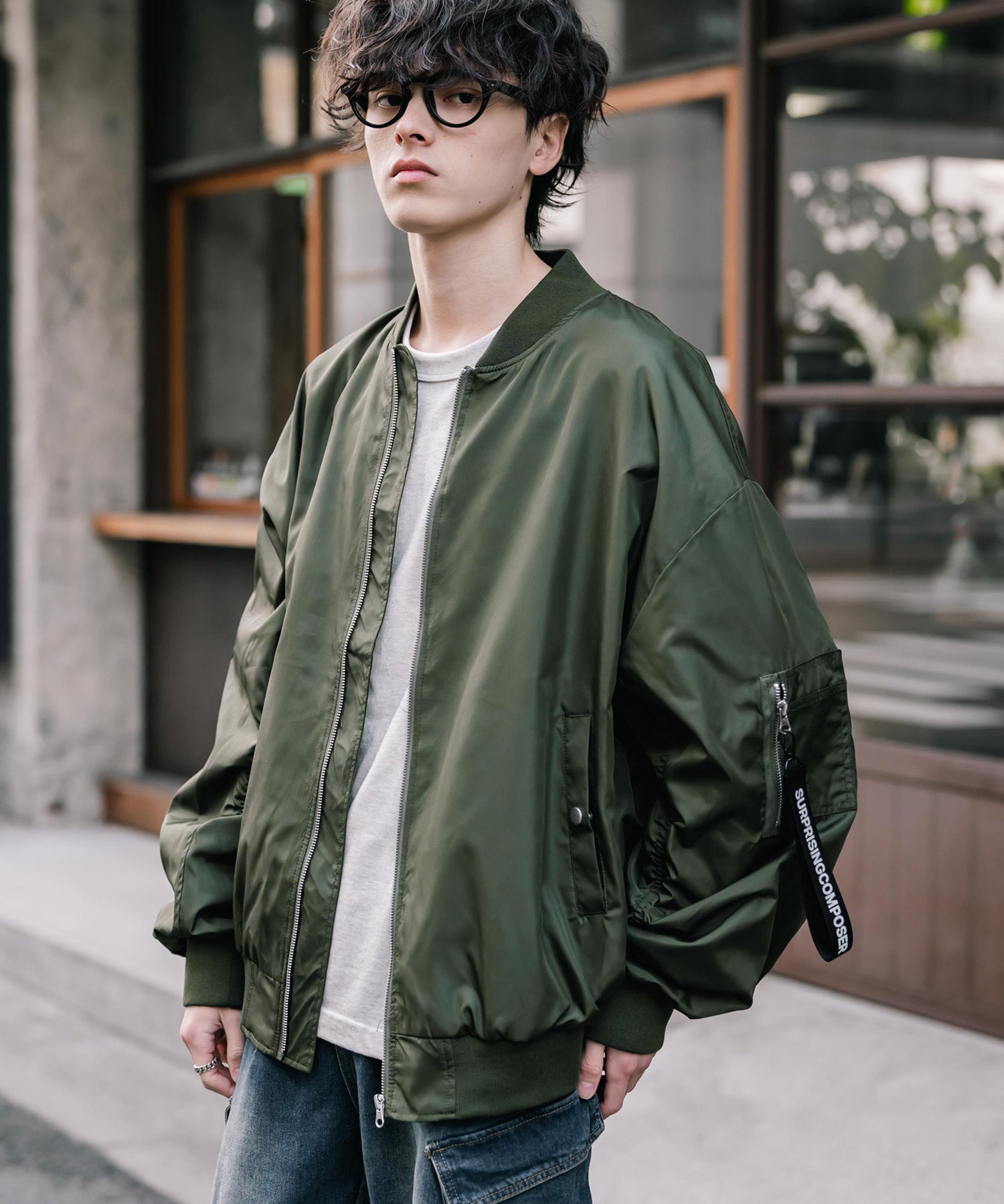 新色追加 ポリDEWSPO オーバーサイズMA-1フライトジャケット/撥水加工ミリタリーブルゾン 15293