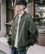 新色追加 ポリDEWSPO オーバーサイズMA-1フライトジャケット/撥水加工ミリタリーブルゾン 15293