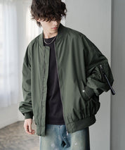 新色追加 ポリDEWSPO オーバーサイズMA-1フライトジャケット/撥水加工ミリタリーブルゾン 15293