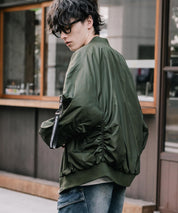 新色追加 ポリDEWSPO オーバーサイズMA-1フライトジャケット/撥水加工ミリタリーブルゾン 15293