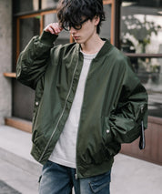 新色追加 ポリDEWSPO オーバーサイズMA-1フライトジャケット/撥水加工ミリタリーブルゾン 15293