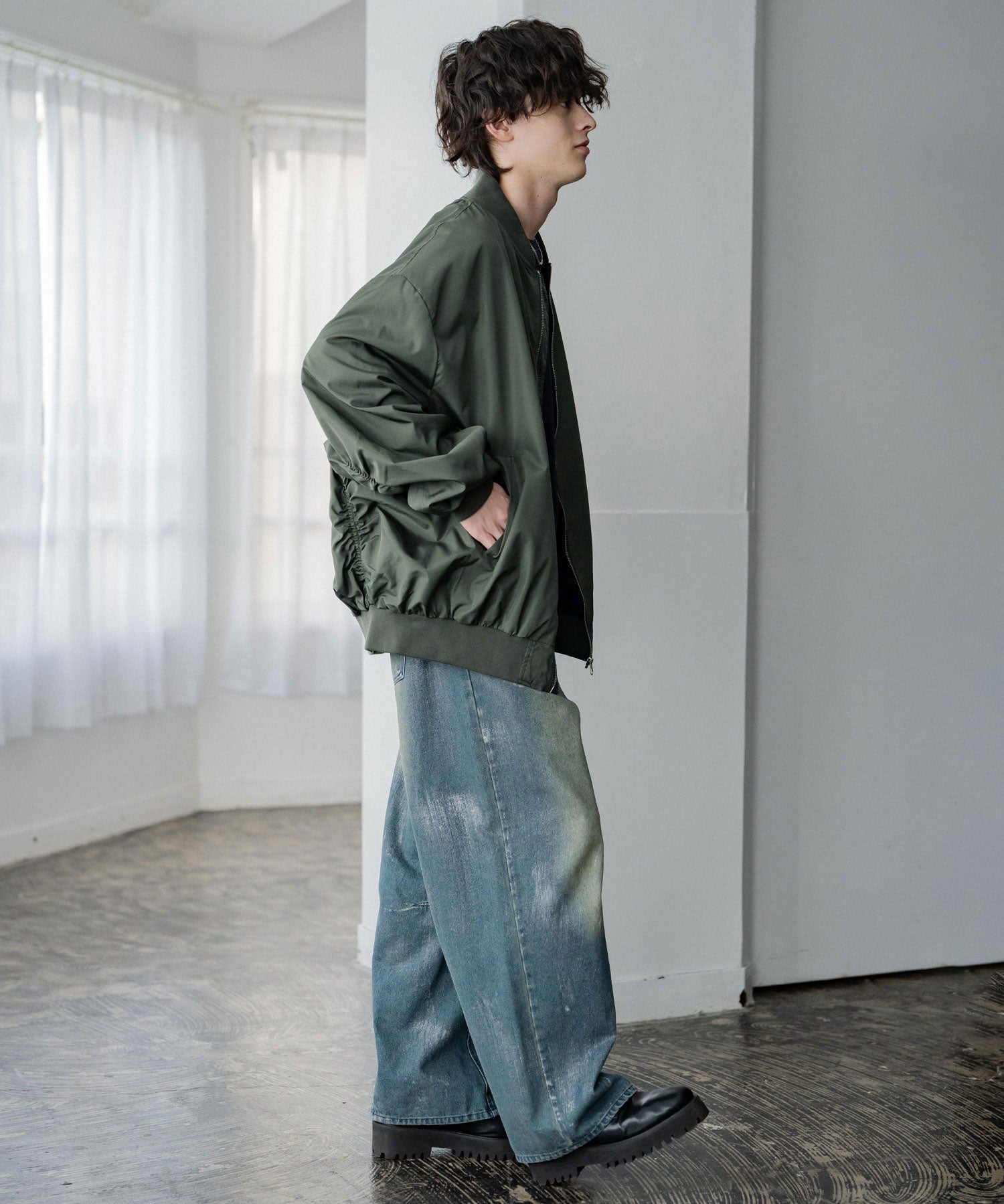 新色追加 ポリDEWSPO オーバーサイズMA-1フライトジャケット/撥水加工ミリタリーブルゾン 15293