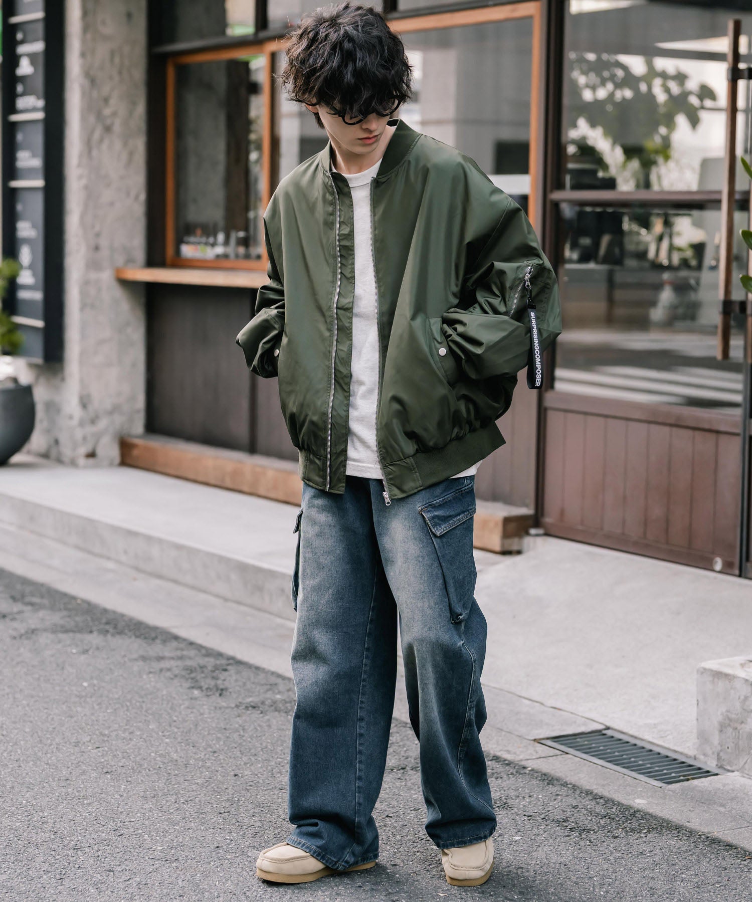 新色追加 ポリDEWSPO オーバーサイズMA-1フライトジャケット/撥水加工ミリタリーブルゾン 15293