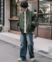 新色追加 ポリDEWSPO オーバーサイズMA-1フライトジャケット/撥水加工ミリタリーブルゾン 15293