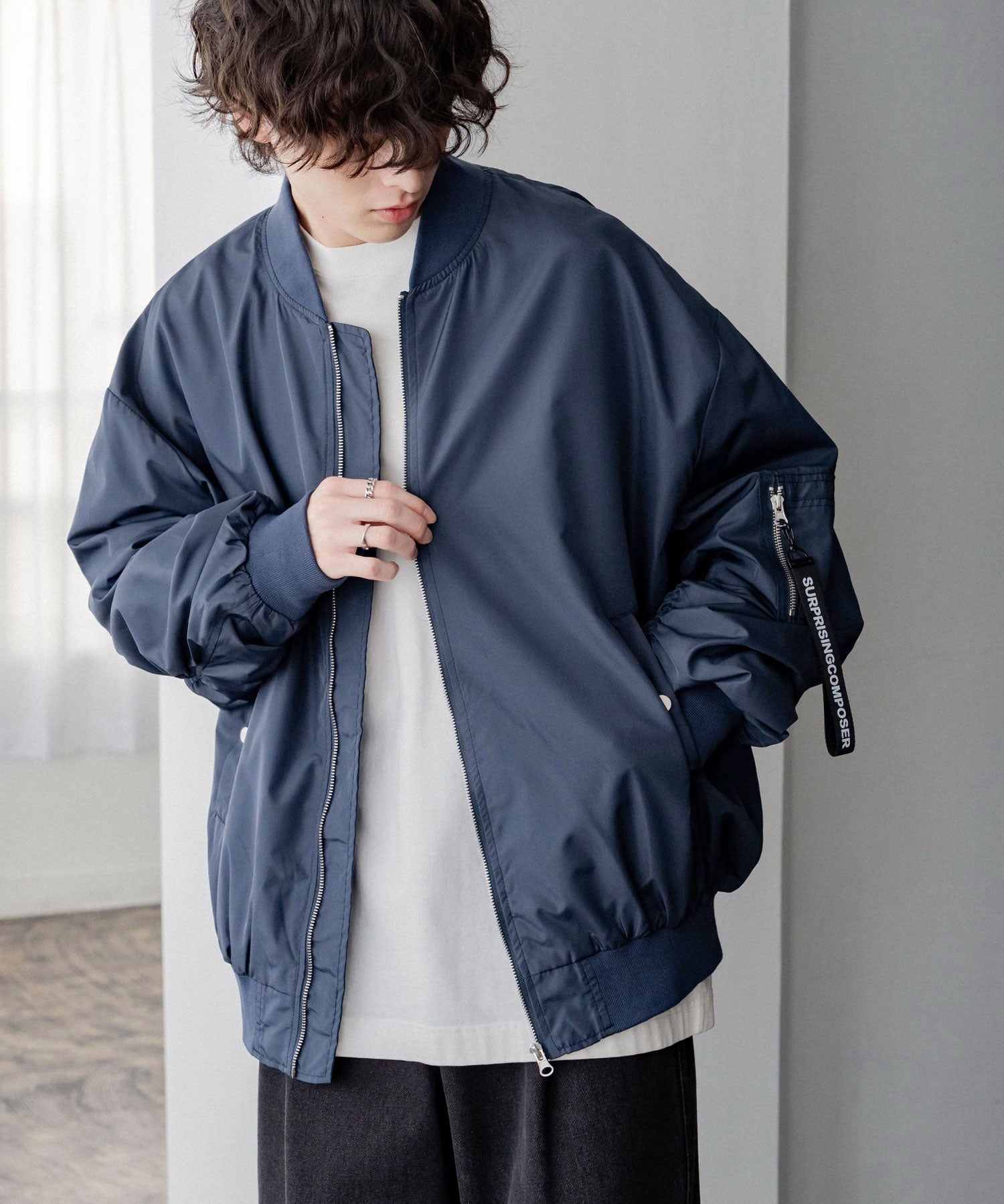 新色追加 ポリDEWSPO オーバーサイズMA-1フライトジャケット/撥水加工ミリタリーブルゾン 15293