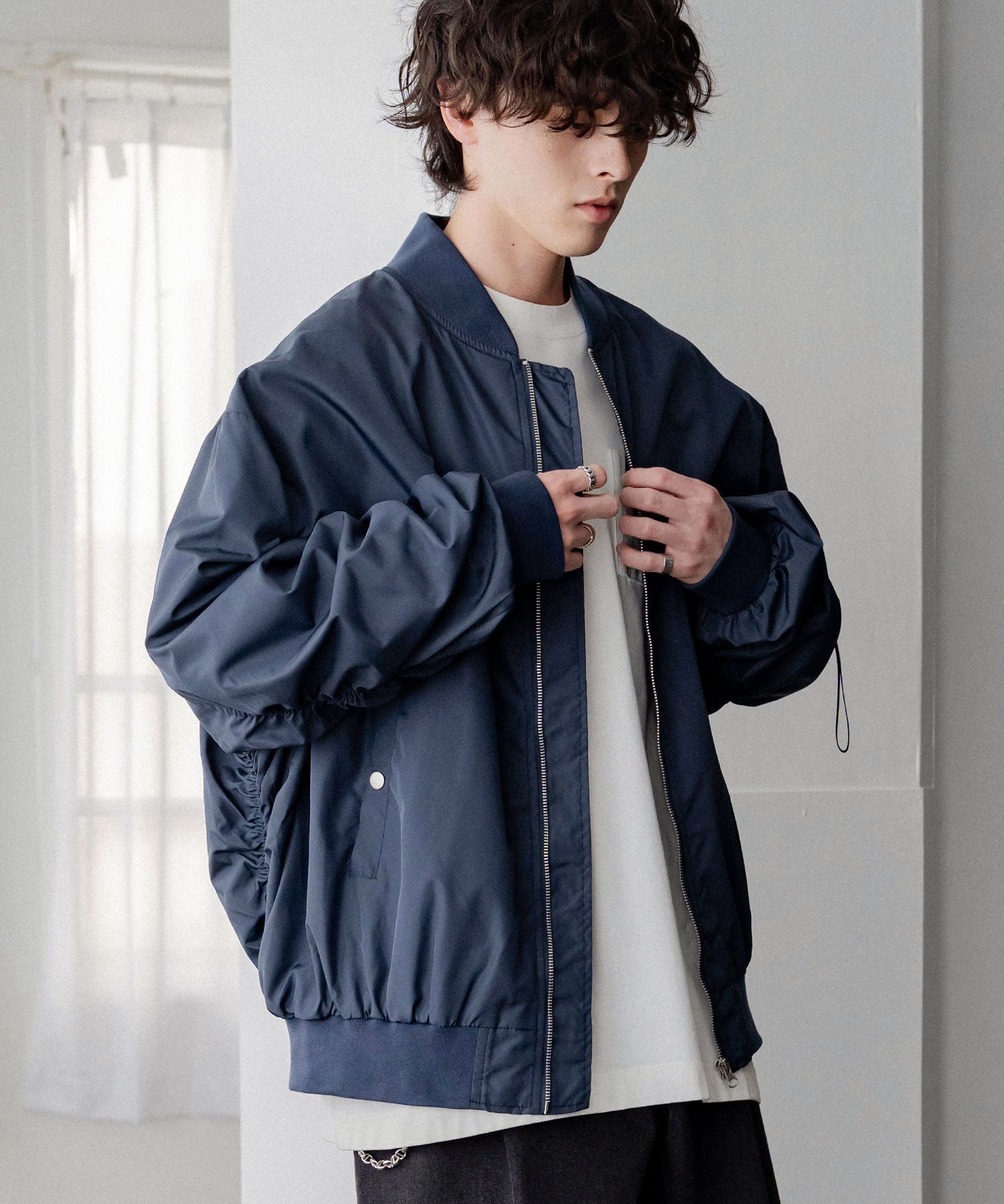 新色追加 ポリDEWSPO オーバーサイズMA-1フライトジャケット/撥水加工ミリタリーブルゾン 15293