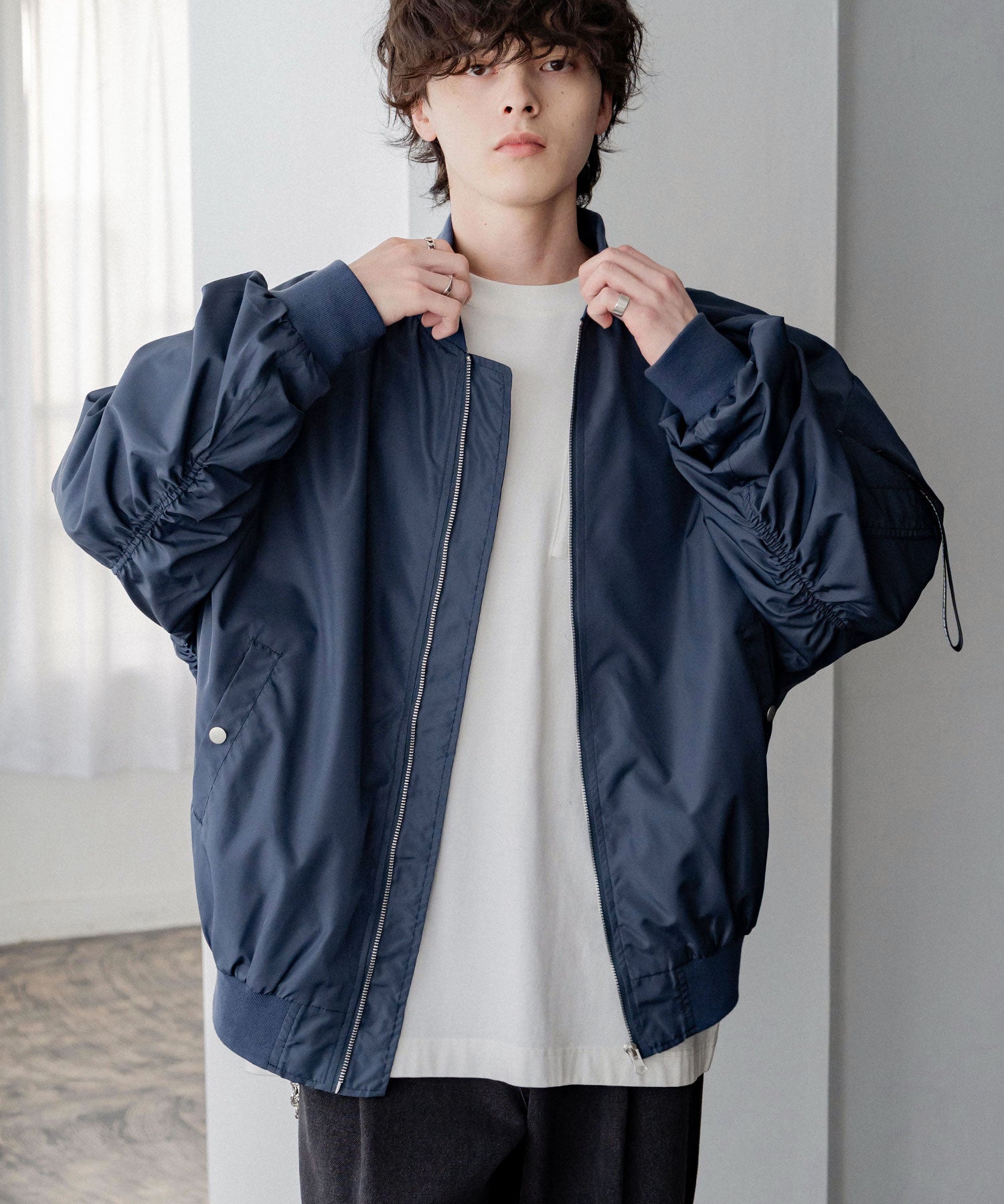 新色追加 ポリDEWSPO オーバーサイズMA-1フライトジャケット/撥水加工ミリタリーブルゾン 15293